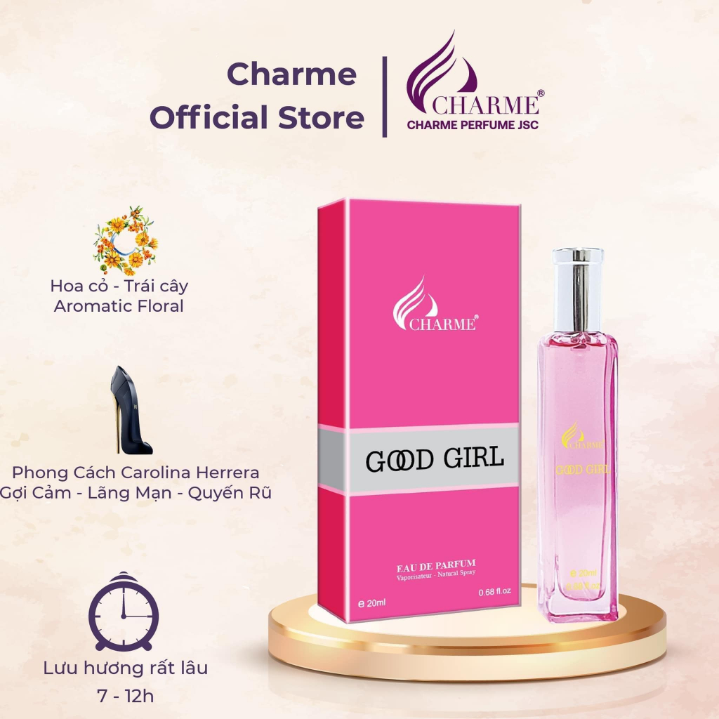 Nước hoa Nữ Charme Good Girl 20ml, thơm lâu, ngọt ngào, sang trọng