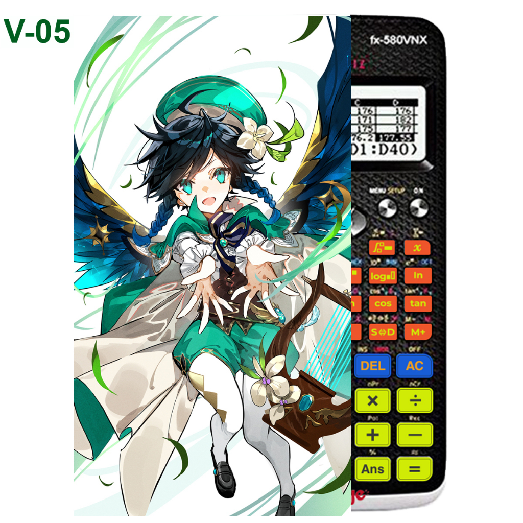 Decal - hình dán Máy tính CASIO fx570, fx580, ...nhân vật  Venti -Gemshin Impact