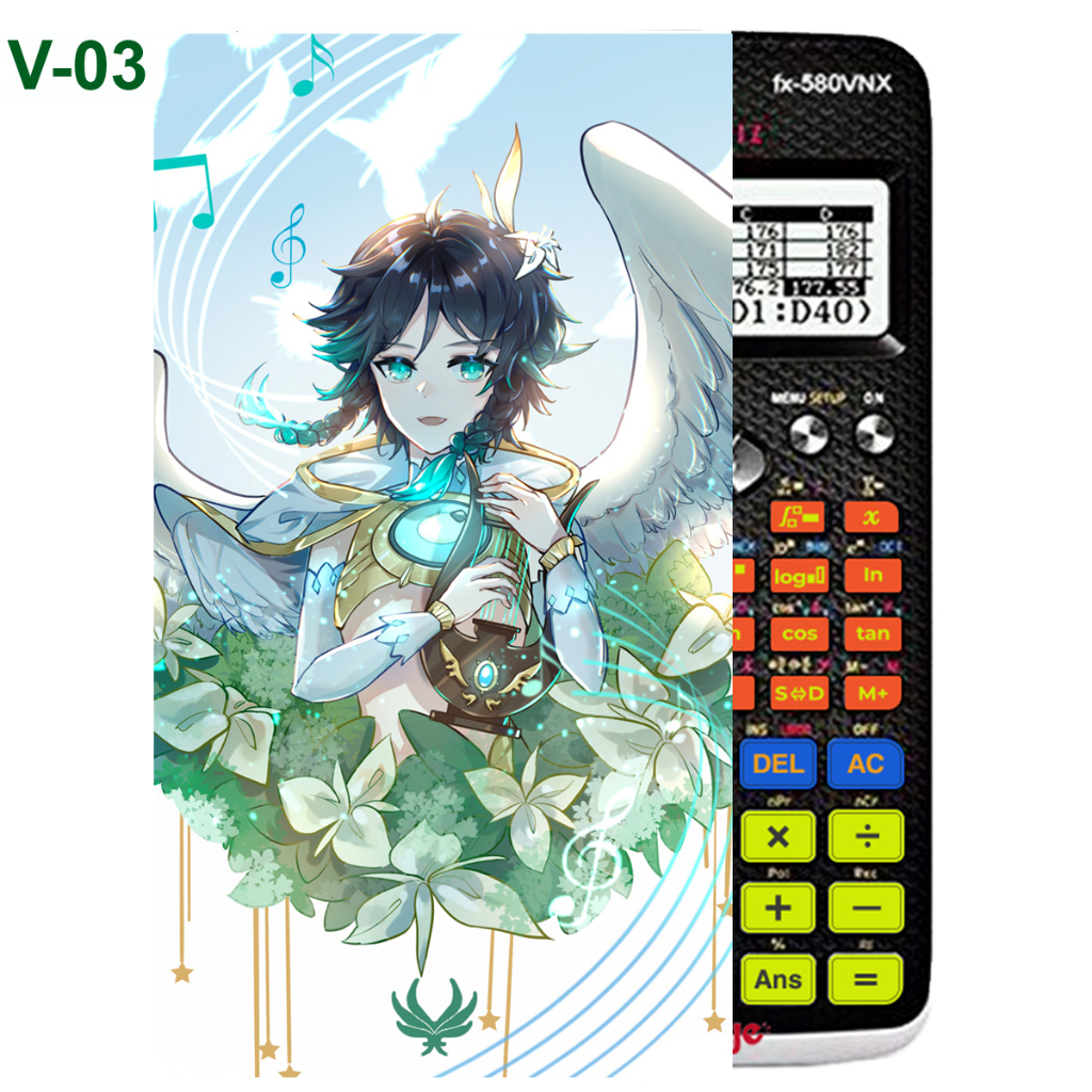 Decal - hình dán Máy tính CASIO fx570, fx580, ...nhân vật  Venti -Gemshin Impact