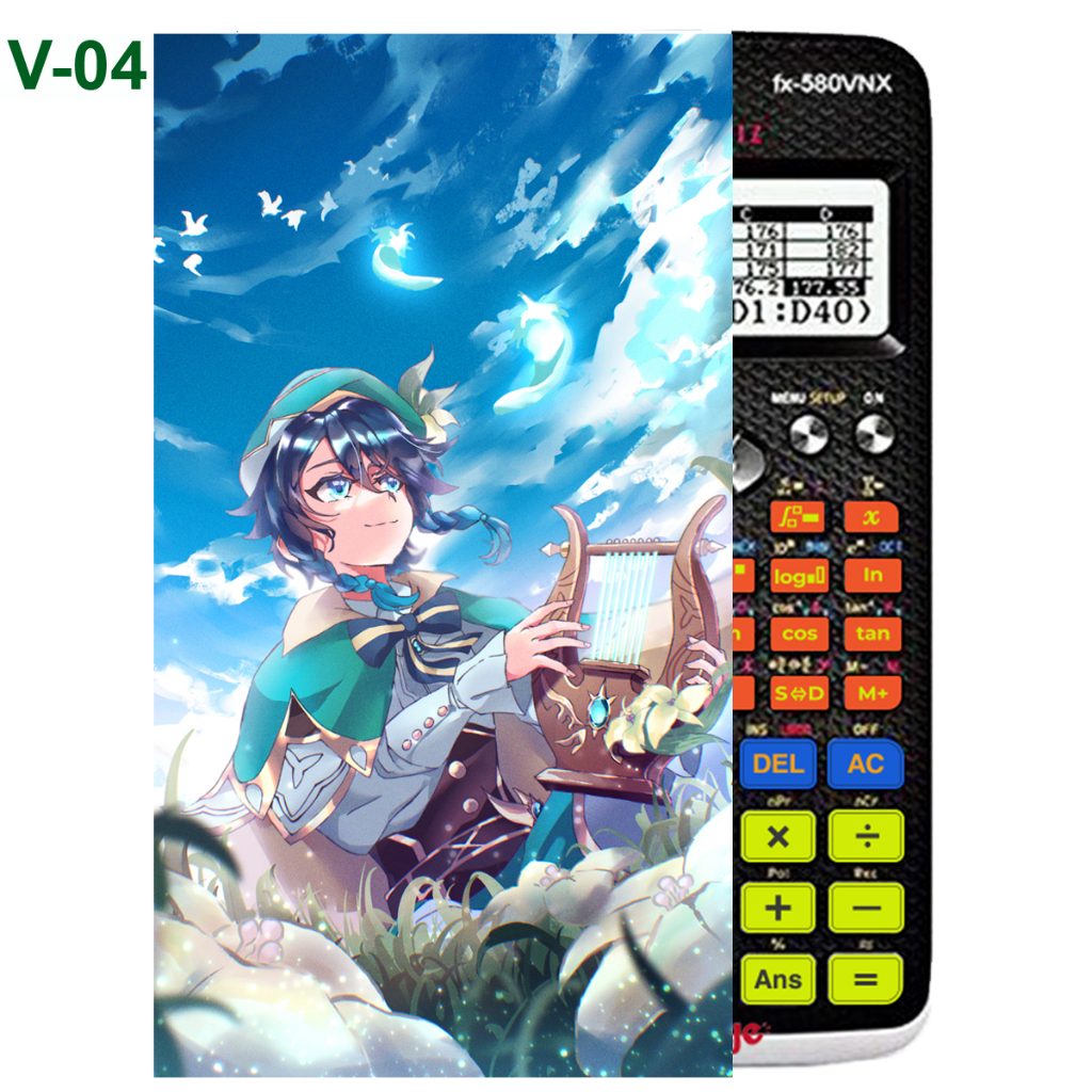Decal - hình dán Máy tính CASIO fx570, fx580, ...nhân vật  Venti -Gemshin Impact