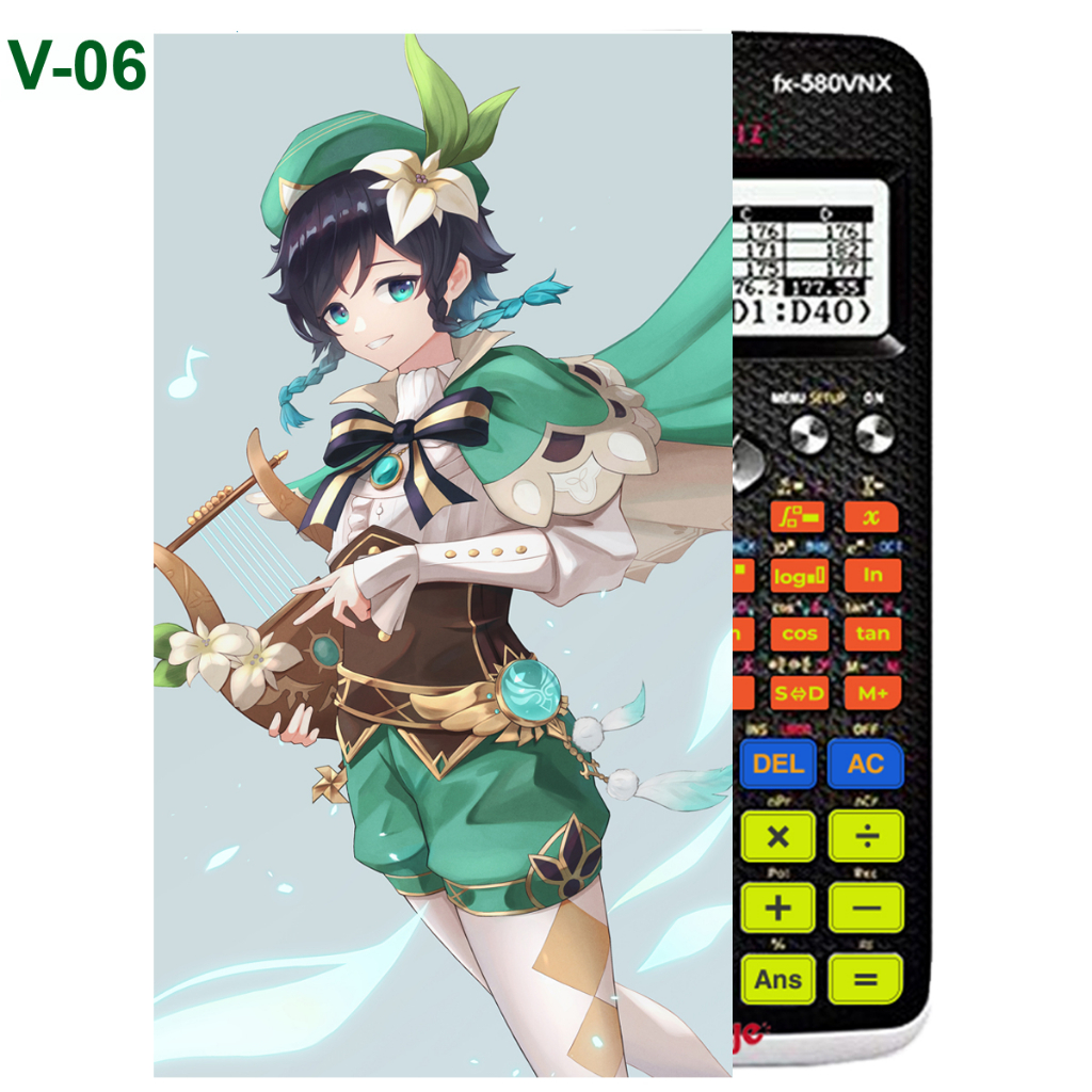 Decal - hình dán Máy tính CASIO fx570, fx580, ...nhân vật  Venti -Gemshin Impact