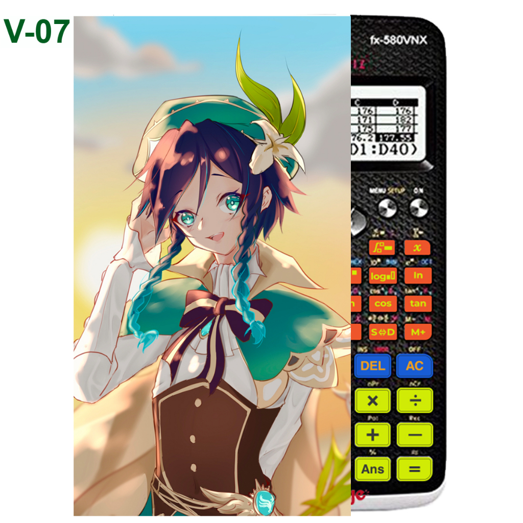 Decal - hình dán Máy tính CASIO fx570, fx580, ...nhân vật  Venti -Gemshin Impact