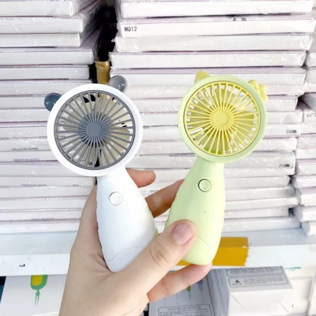 Quạt Tích Điện Cầm Tay Mini Có Sạc Loại Tai Thú