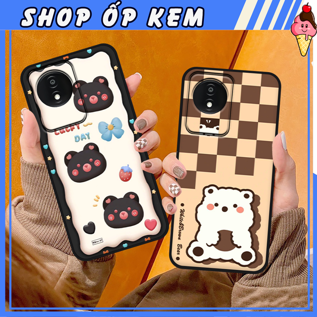 Ốp Điện Thoại Vivo Y02 In mẫu gấu cực đáng yêu / ốp gấu cute giá rẻ