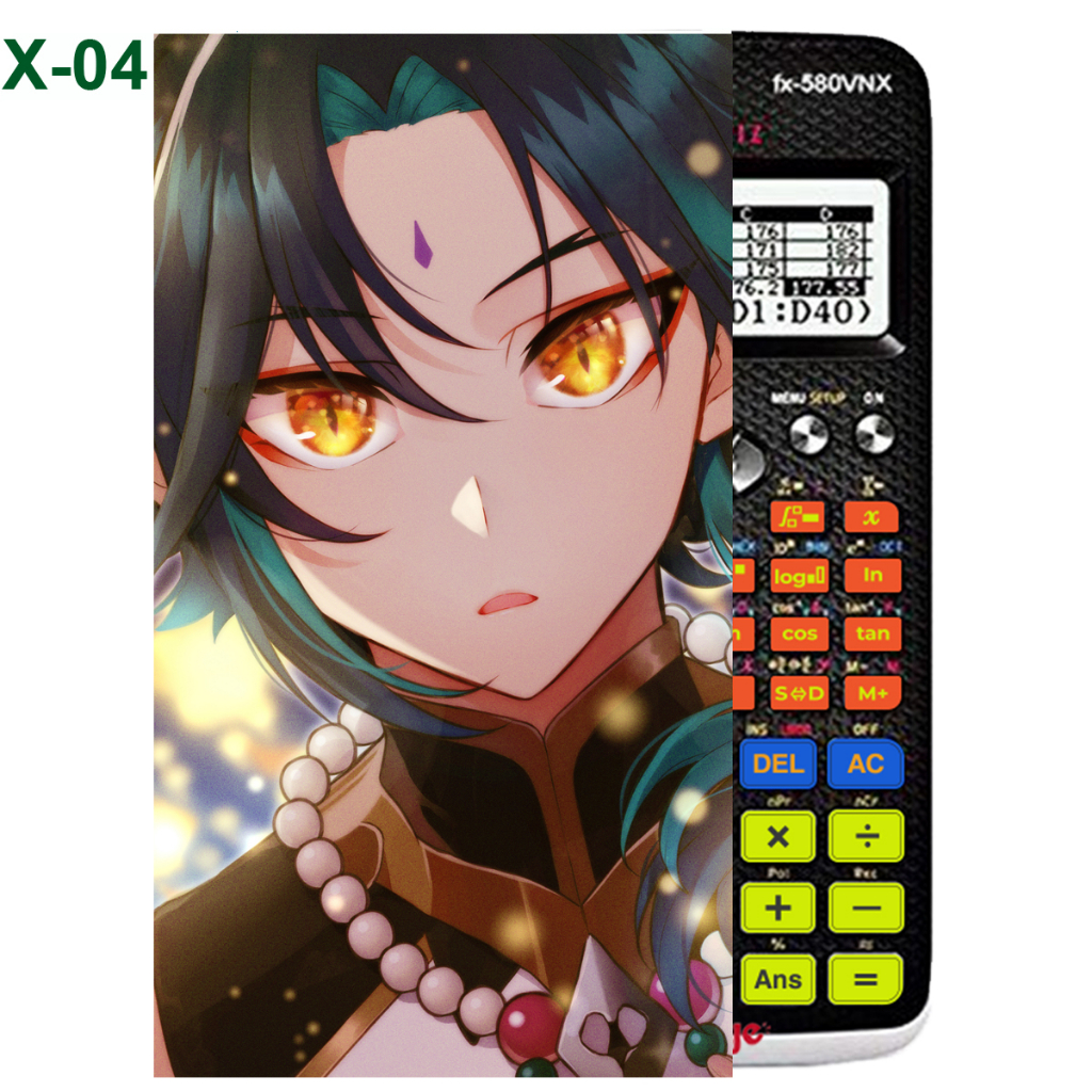 Decal - hình dán Máy tính CASIO fx570, fx580, ...nhân vật Xiao -Gemshin Impact