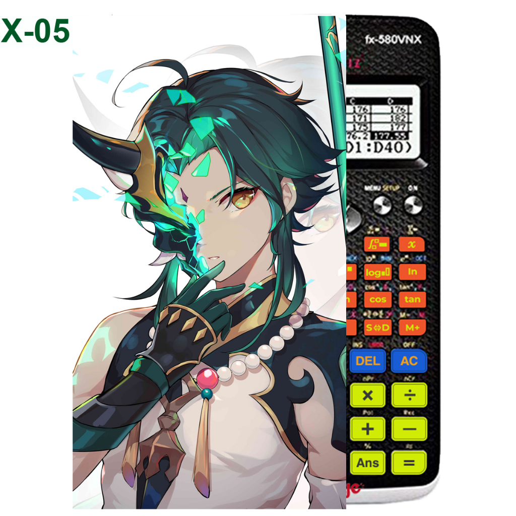 Decal - hình dán Máy tính CASIO fx570, fx580, ...nhân vật Xiao -Gemshin Impact