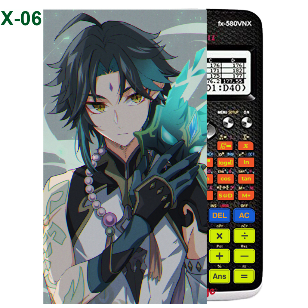 Decal - hình dán Máy tính CASIO fx570, fx580, ...nhân vật Xiao -Gemshin Impact