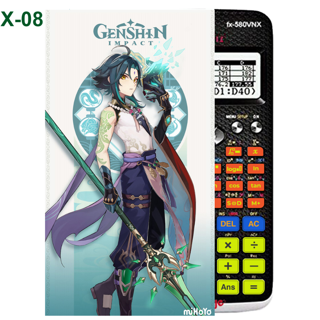 Decal - hình dán Máy tính CASIO fx570, fx580, ...nhân vật Xiao -Gemshin Impact