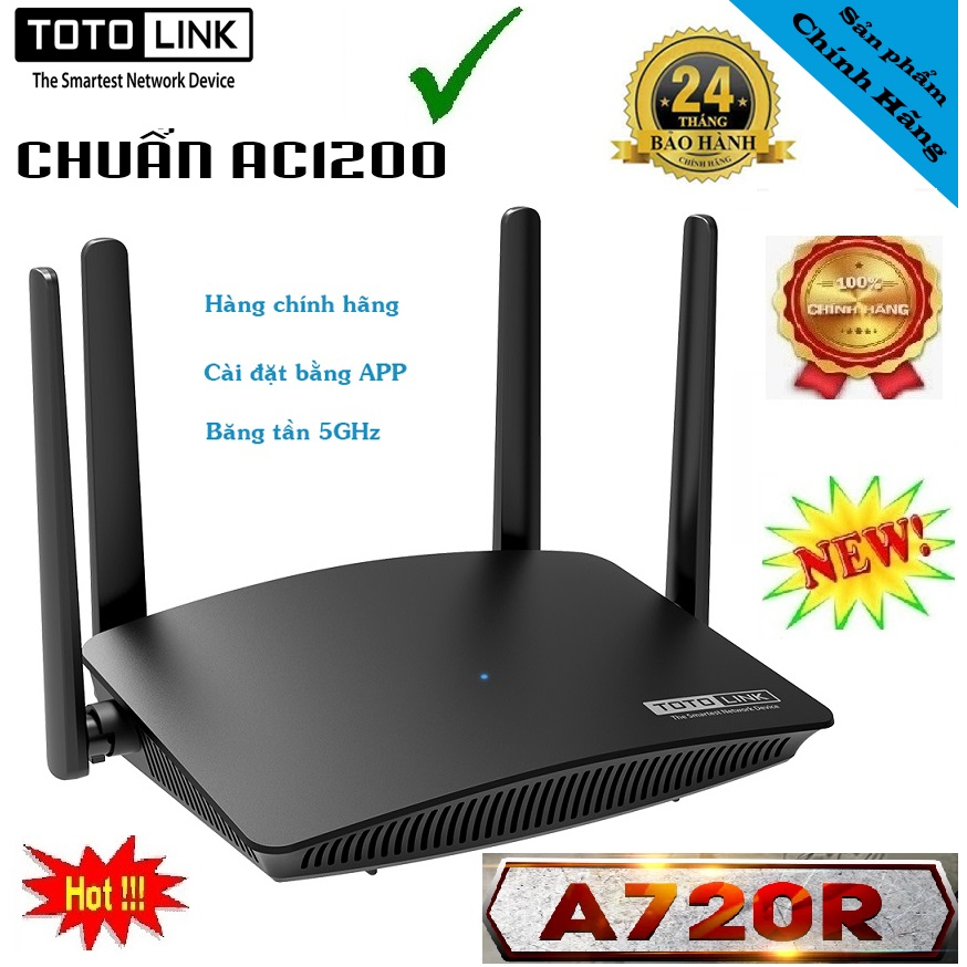 Bộ Phát Không Dây 1200Mbps Băng Tần Kép Totolink A720R