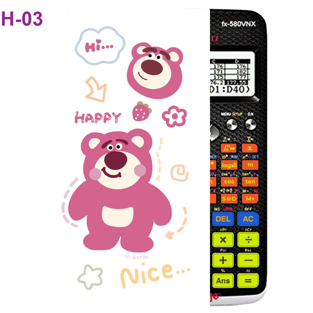 Decal - hình dán Máy tính CASIO fx570, fx580, ...Gấu Dâu