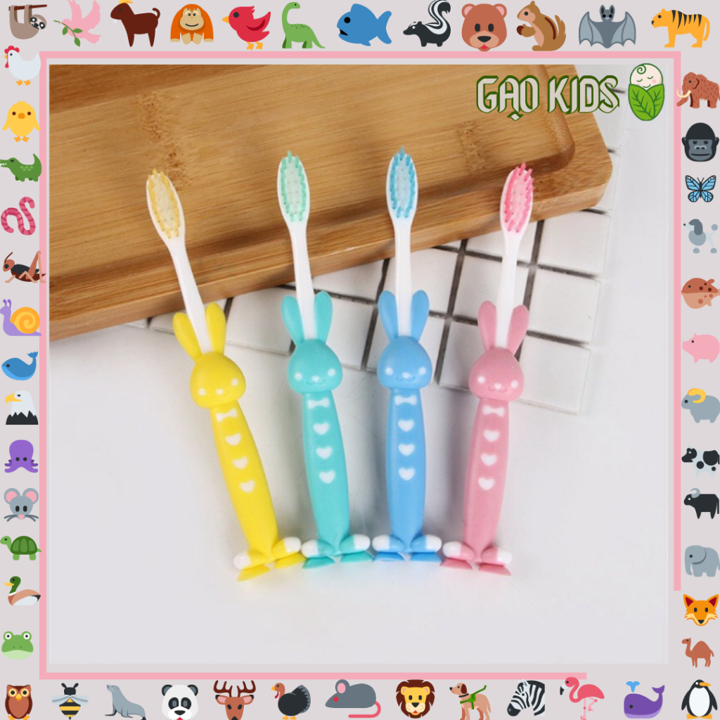 Bàn chải đánh răng cho bé set bombo 4 chiếc lông mềm mịn trà mạnh không tổn thương lợi của bé