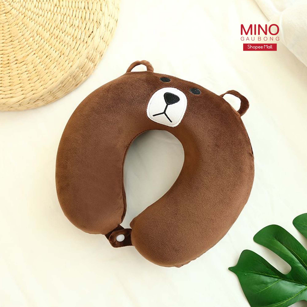 Gối Cổ Gấu Nâu Kê Cổ Cao Cấp Văn Phòng Du Lịch MINO STORE TH118 - GAUNAU