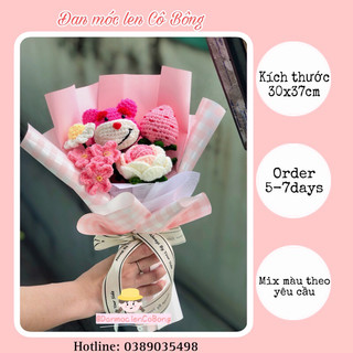Bó hoa gấu dâu Losto bằng len tặng bạn gái cực hot