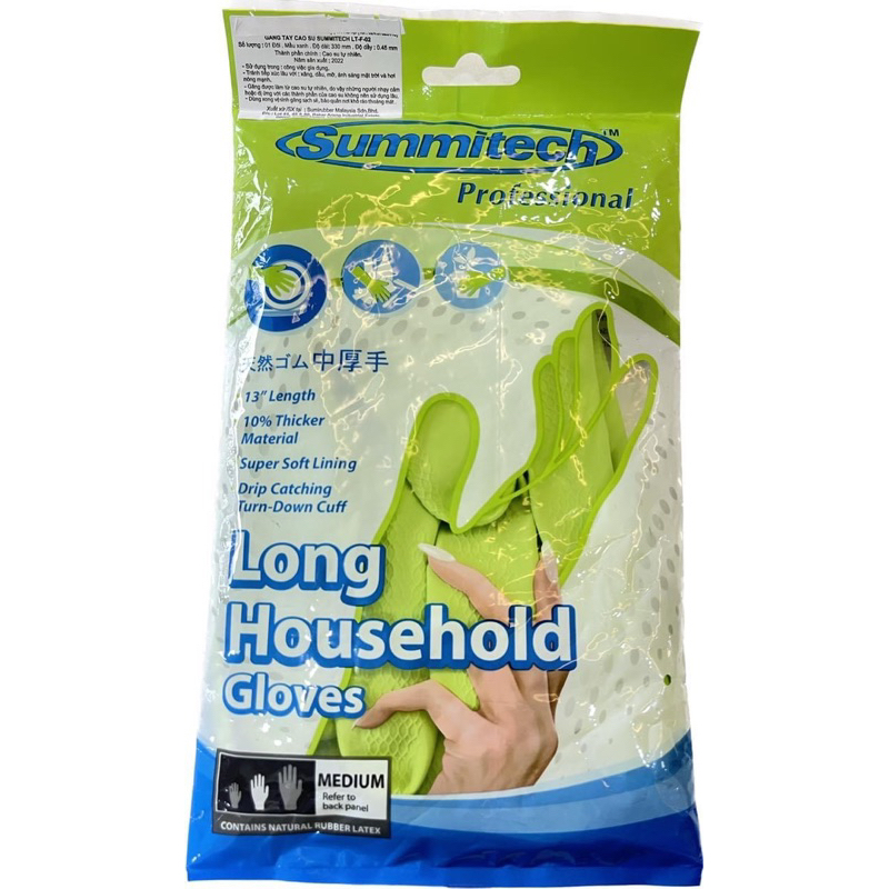 Găng tay  cao su cao su tự nhiên dùng dọn dẹp nhà cửa, bếp, sân vườn Summitech LT-F-02