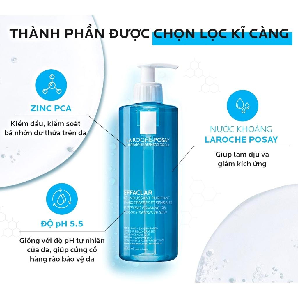 Sữa Rửa Mặt Tạo Bọt La RochePosay Effaclar Purifying Foaming Gel Cleanser 400ml Cho Da Dầu Mụn Nhạy Cảm