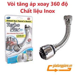 ĐẦU VÒI Tubor Flex chất liệu Inox 02 chế độ nước tăng áp xoay 360 độ lắp bồn rửa chén bát - giadunggiare