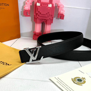 Thắt lưng da nam hoạ tiết vân monogram mặt logo chữ đính đá viền TL10P