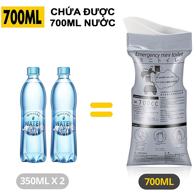 Túi Đựng Nước Tiểu Unisex. Túi ói khẩn cấp trên xe ô tô. Dung tích 700ml