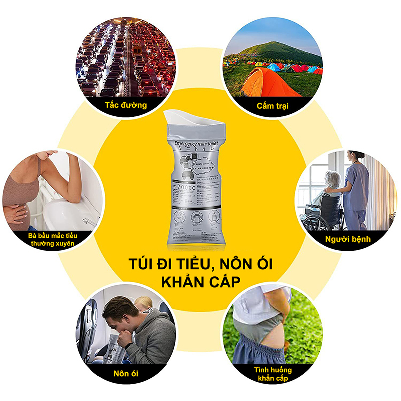 Túi Đựng Nước Tiểu Unisex. Túi ói khẩn cấp trên xe ô tô. Dung tích 700ml