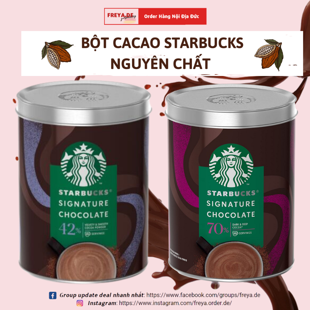 Bột cacao Starbucks nguyên chất 42% & 70% - Thức uống chocolate huyền thoại của Starbucks