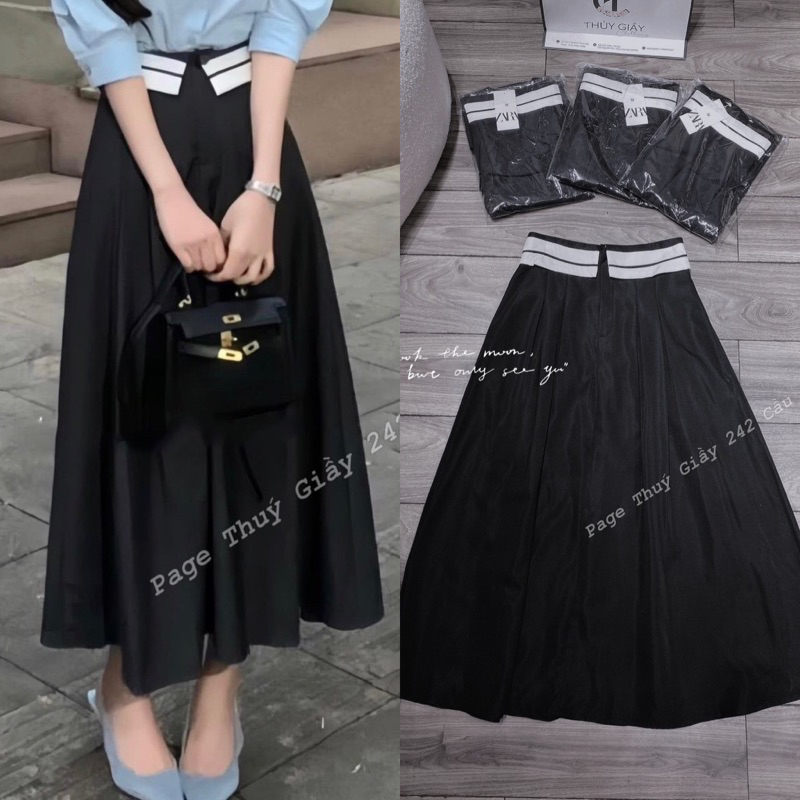 Chân váy vintage cạp trắng xuất xịn Thuý Giày VNXK