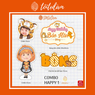 Combo HAPPY 1 Chibi trang trí sinh nhật cho bé - Tôi Tự Làm