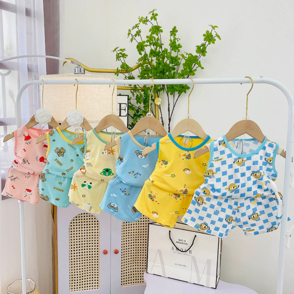 Bộ quần áo trẻ em ba lỗ từ sơ sinh đến 14kg chất thun lạnh - jkids