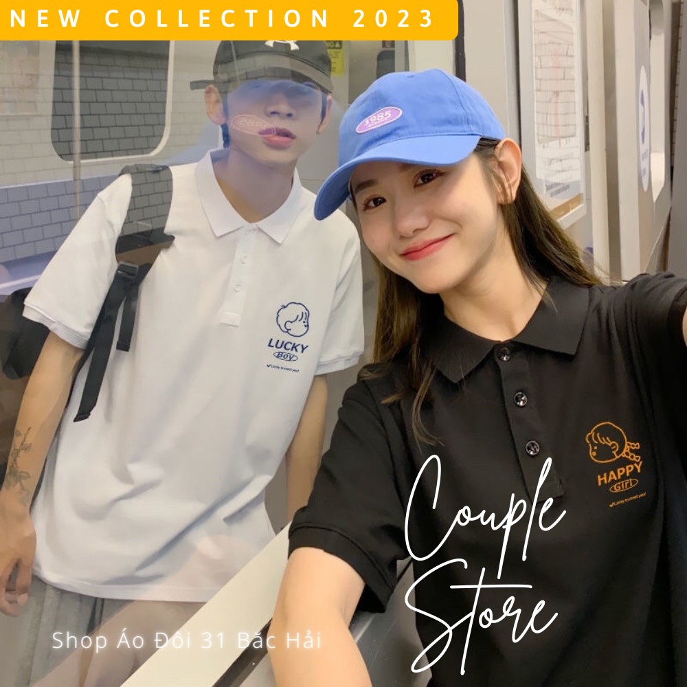 Áo Polo cặp đôi nam nữ áo cặp bạn thân vải cotton
