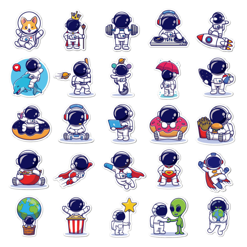 1 sticker chống thấm nước trang trí mũ bảo hiểm, laptop chủ đề phi hành gia