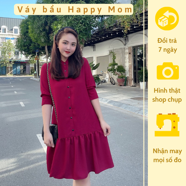 Đầm Bầu Công Sở 40-130kg - Váy Bầu GUME Dáng Suông Đuôi Cá Vải Sạn Lụa Mềm Mịn Mặc Đi Làm Đi Chơi MB101