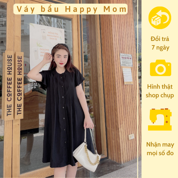 Váy bầu công sở Tiểu Thư Dáng Suông Xếp Ly Vải Sạn Lụa Mềm Mịn Mặc Đi Làm Đi Chơi MB252