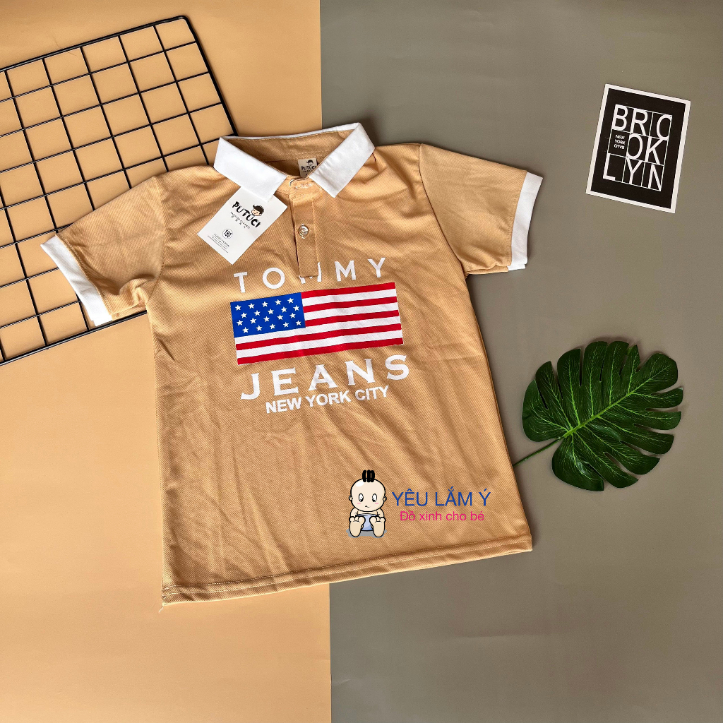 (Xả Hàng) Áo Polo Cá Sấu T-O-M-M-Y YLAMY Cho Bé Trai 16-44kg
