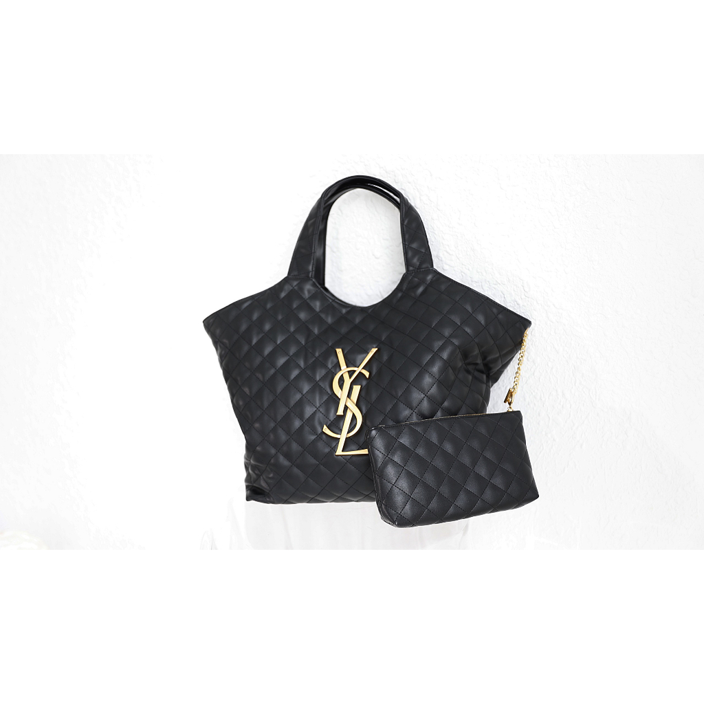 Túi YSL Shopping - Size 35cm đáy túi - Chất da lì mềm mịn - Bản logo to chuẩn auth - Kèm ví nhỏ - Fullbox