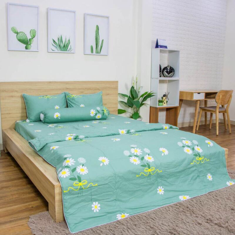 ⚡️CAO CẤP ⚡ga gối cotton Hàn Quốc 4 món size 1m-1m8 nệm 3-15cmÔM DÂY KHOÁ