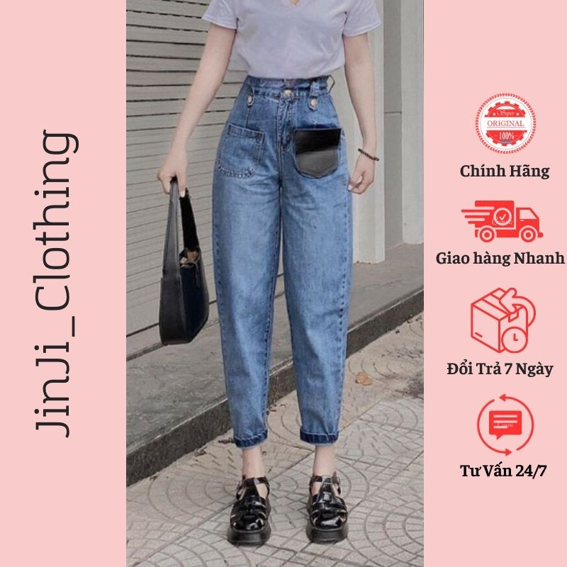 Quần Jean Baggy Nữ Chất Jeans Cotton Form Đẹp Tôn Dáng Co Dãn Tốt, Quần Bò Nữ Lưng Cao, Mặc Đi Học Đi Chơi Hè Hot Trend