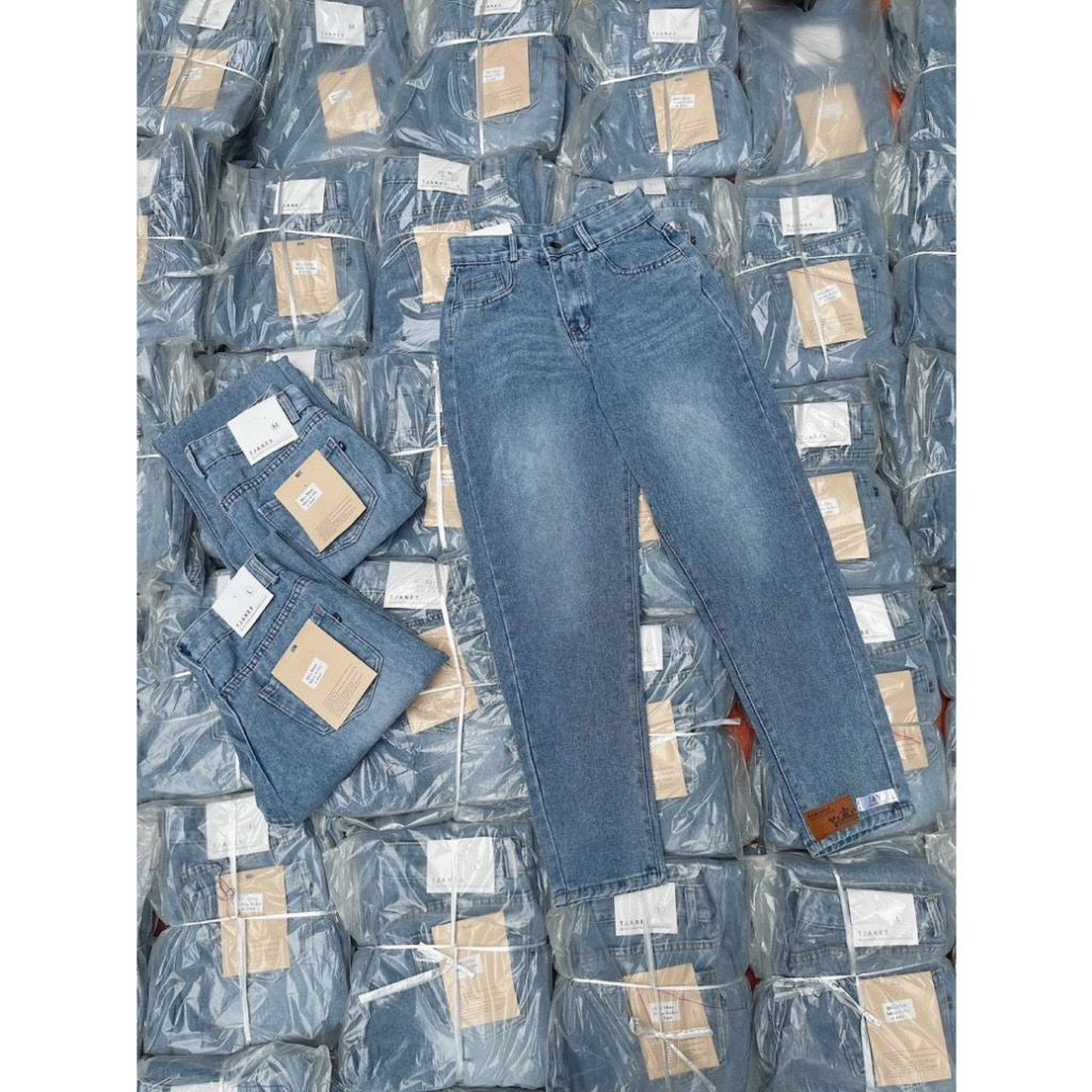 Quần jean bò baggy nữ cạp cao viền giữa phong cách Hàn Quốc sành điệu style 2023 MS160 | BigBuy360 - bigbuy360.vn