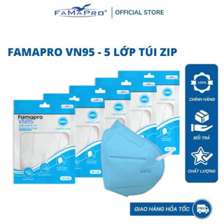 VN95 5 LƠP TÚI 10 CÁI Xanh Khẩu trang y tế kháng khuẩn 5 lớp Famapro VN95