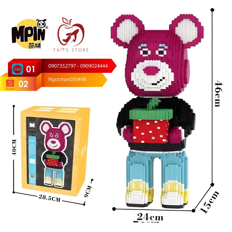 Đồ chơi lắp ráp Lego Bearbrick Gấu Hồng MPIN 46cm