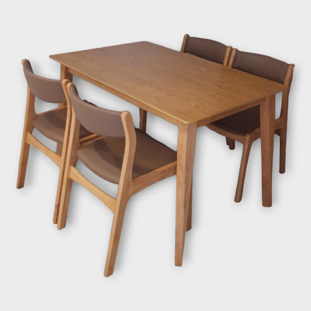 Bộ bàn ghế phòng ăn 4 - 6 -8 chỗ IBIE Naju gỗ cao su, tùy chọn màu sắc, phong cách hiện đại, hàng xuất khẩu loại 1