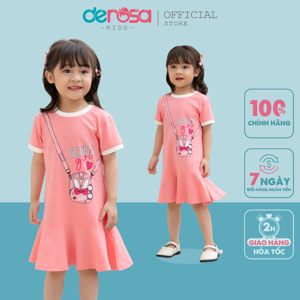 Váy cộc tay mùa hè cho bé gái DEROSA KIDS đầm công chúa từ 2 đến 6 tuổi DSK23-061