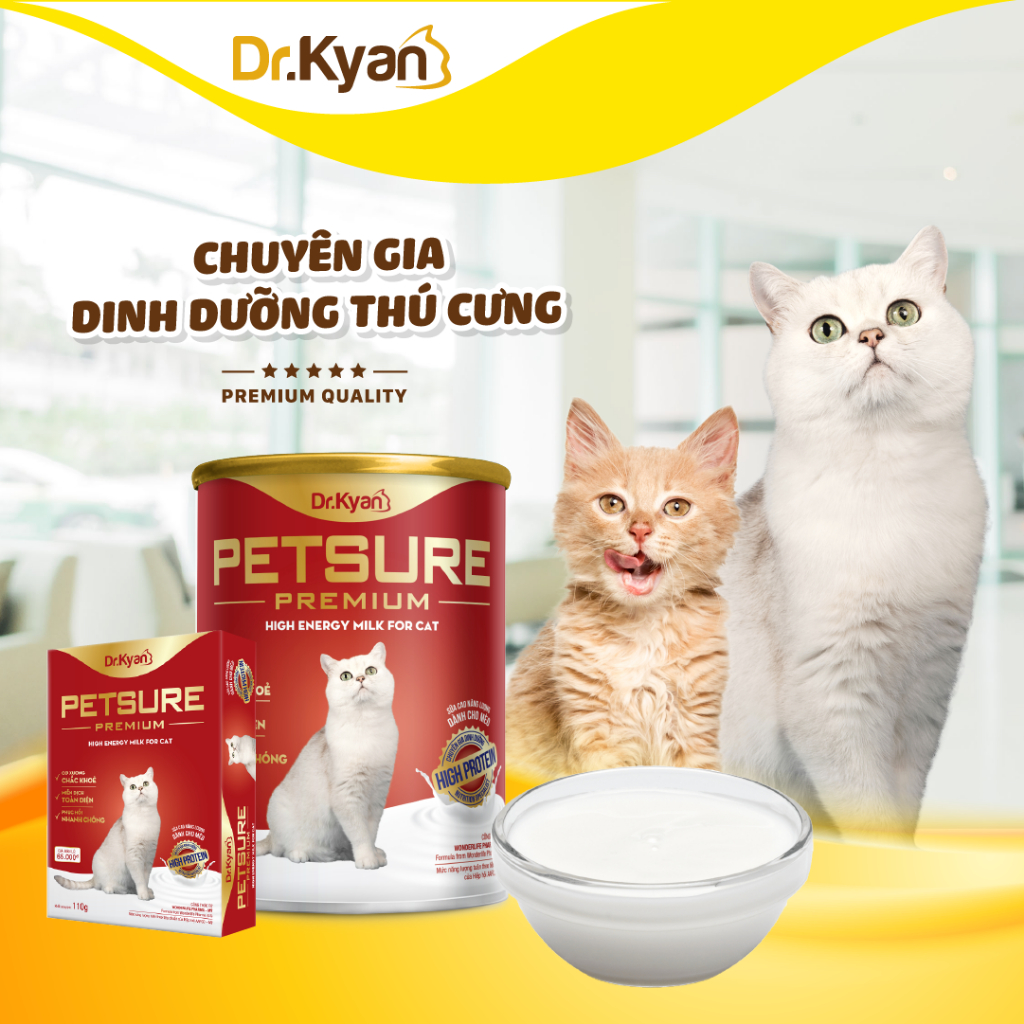 Dr.Kyan - Sữa bột PETSURE - Cao năng lượng cho mèo lon 400g