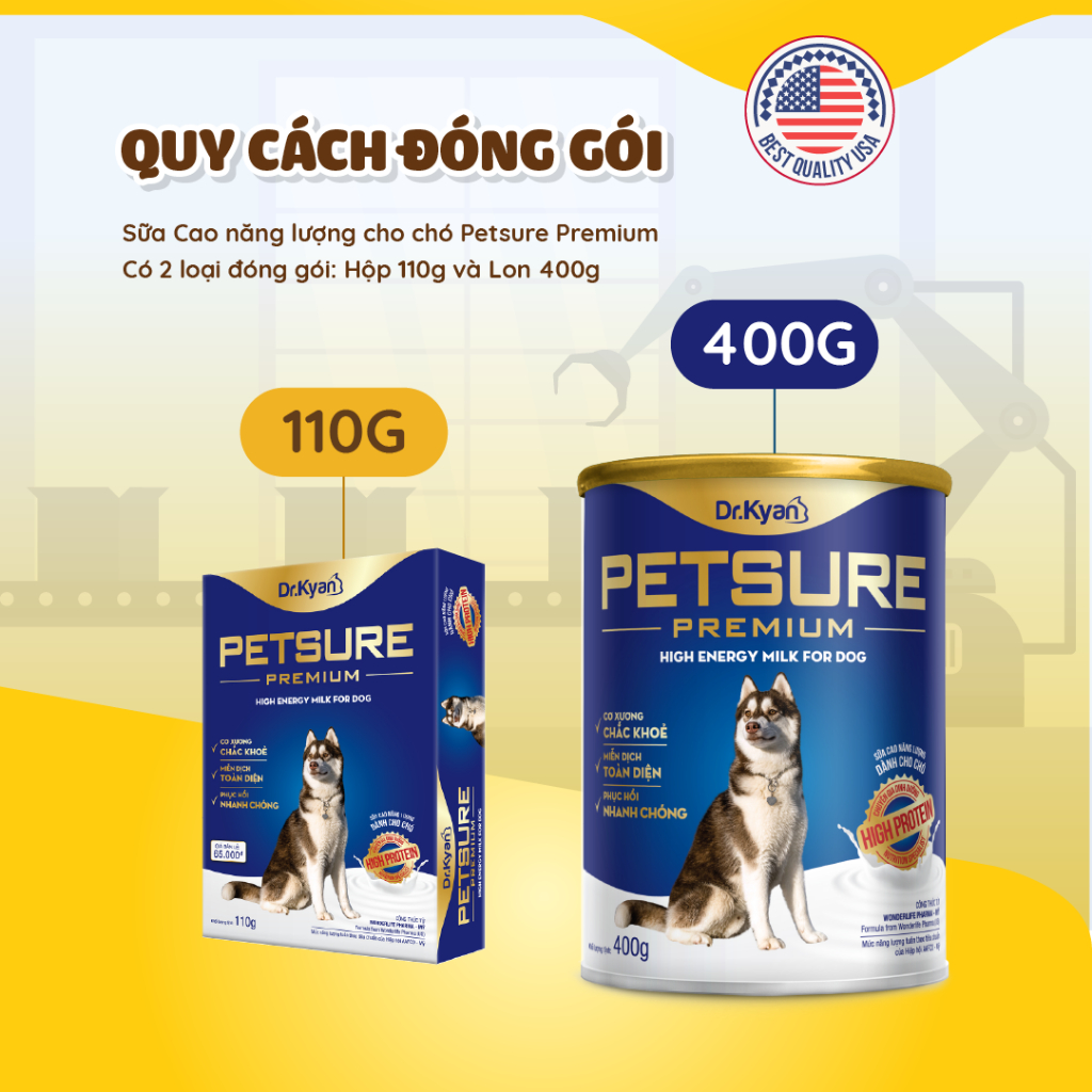 Dr.Kyan - Sữa bột PETSURE - Cao năng lượng cho chó hộp 110g