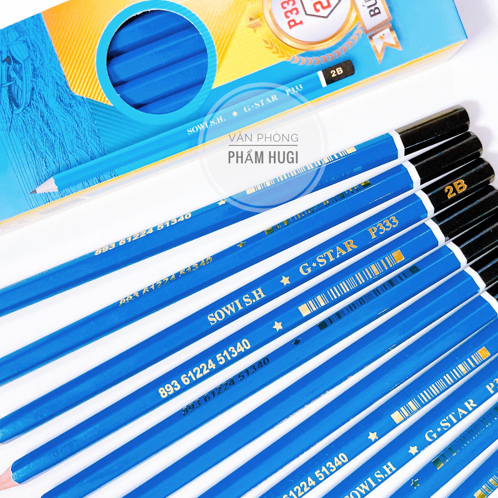 Hộp gồm 12 cây bút chì đen ngòi 2B GS-P333