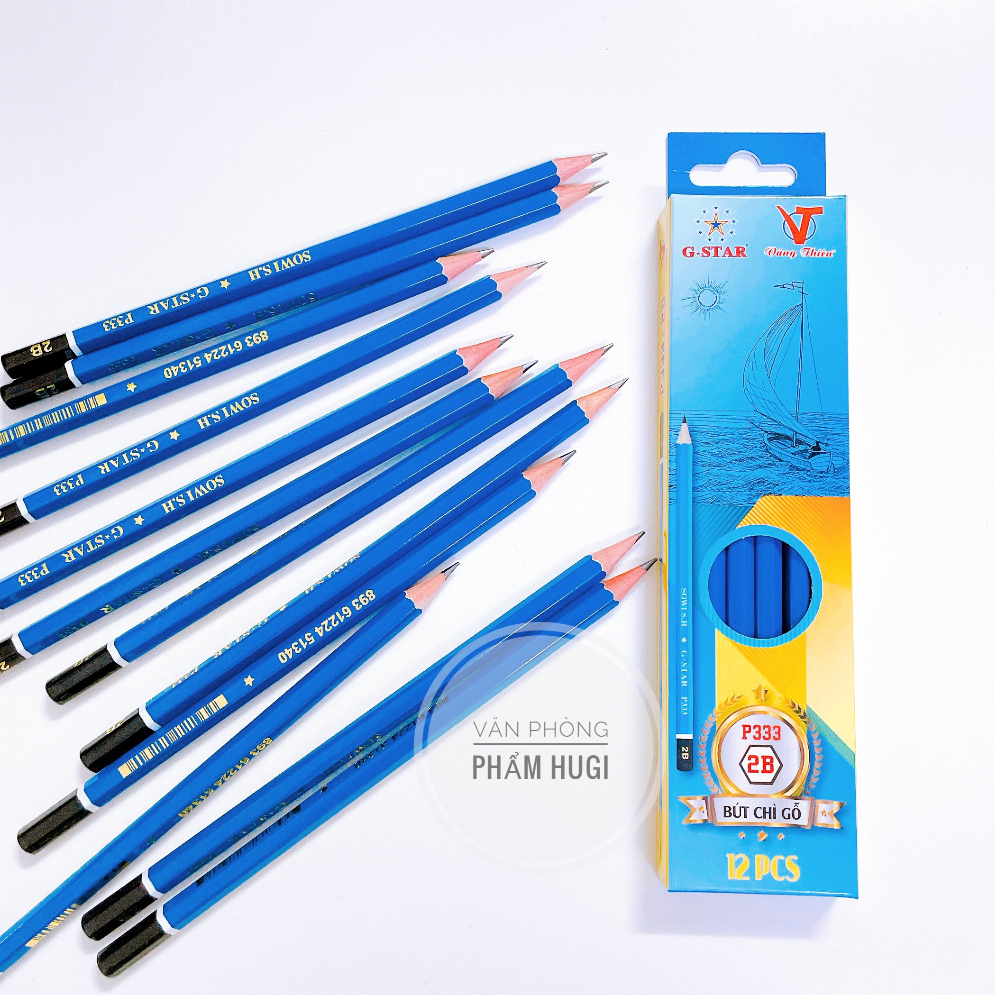 Hộp gồm 12 cây bút chì đen ngòi 2B GS-P333