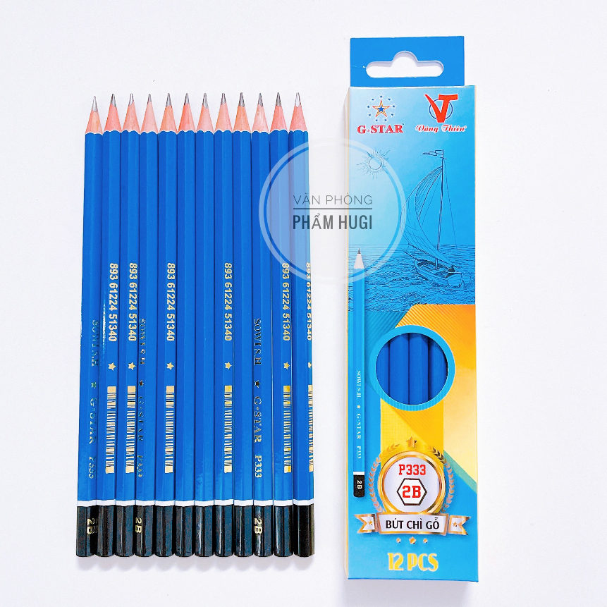 Hộp gồm 12 cây bút chì đen ngòi 2B GS-P333