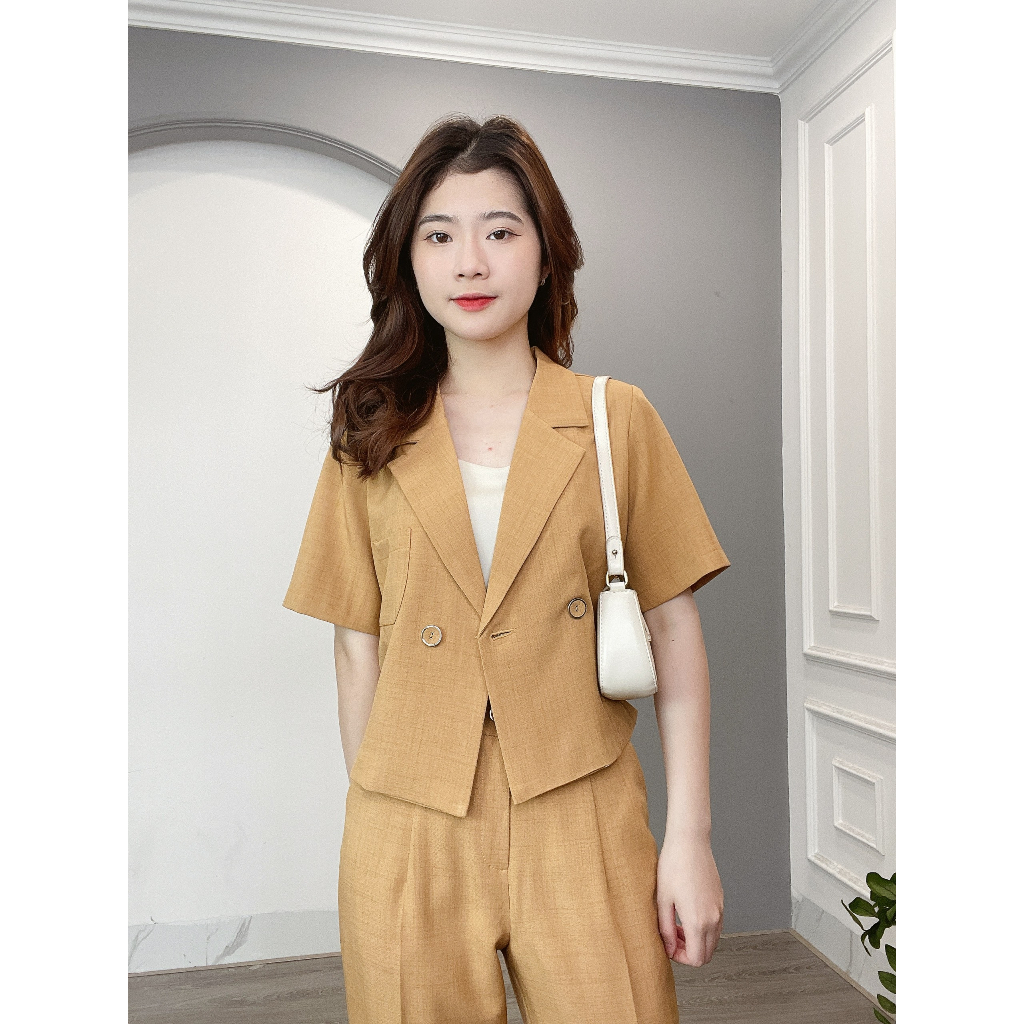 Sét Áo Vest Cộc Tay 2 Cúc Và Quần Baggy Min House