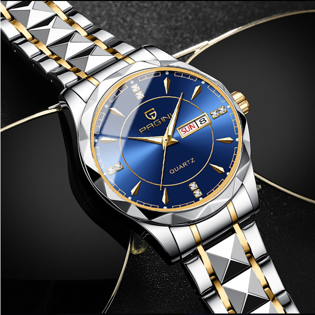 Đồng Hồ Nam Pagini PA5569 Dây Thép Đúc Đặc - Hiển Thị Lịch Ngày & Lịch Thứ - Đính Kim Cương Nhân Tạo