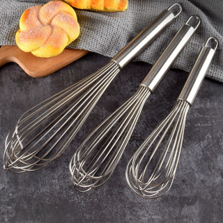 Dụng cụ đánh trứng cầm tay, Cây phới lồng tròn đánh trứng, khuấy trộn bột, đánh bông kem bơ inox 304