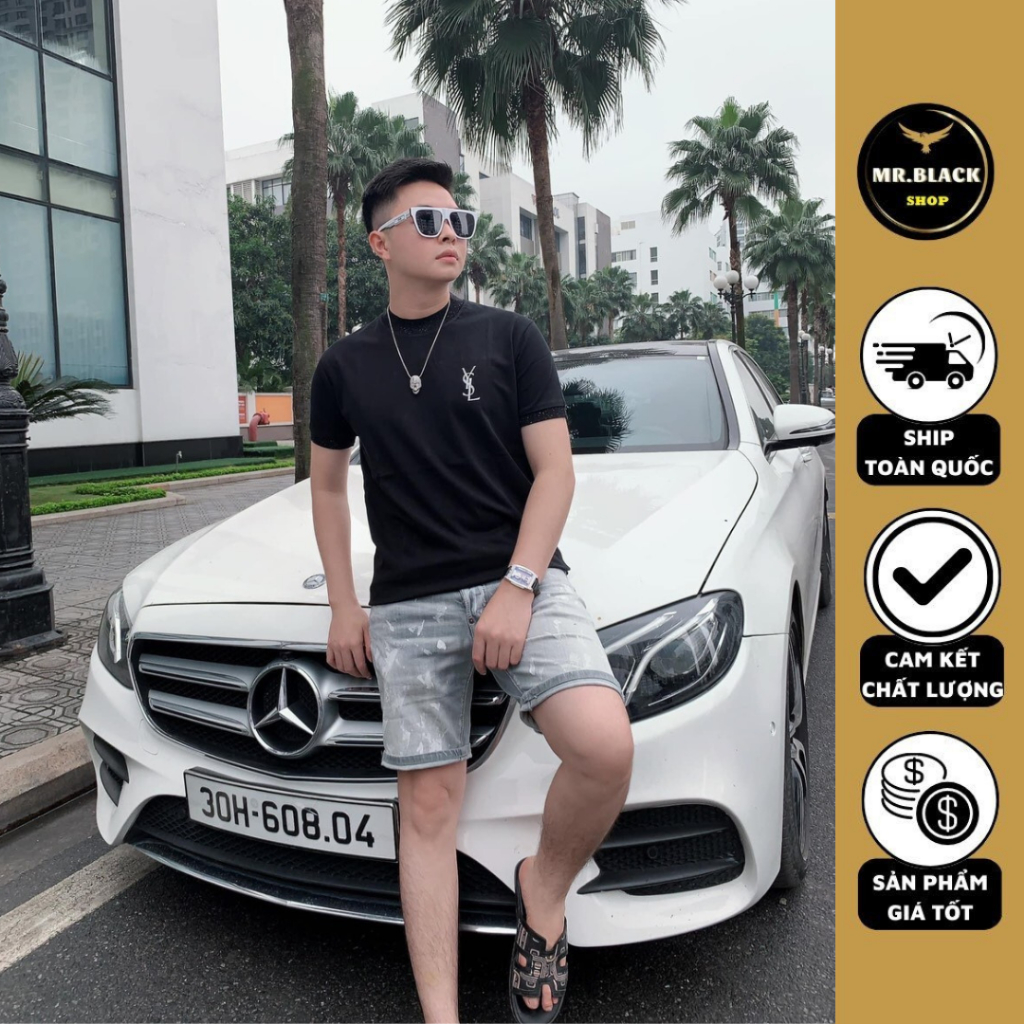 Áo Phông Cổ Tròn Nam Nữ - Ysl Kim Tuyến Phối Cổ, Ống Tay Sịn Sò Chất Liệu 100% Thấm Hút Mồ Hôi Hàng Cao Cấp Việt Nam 470