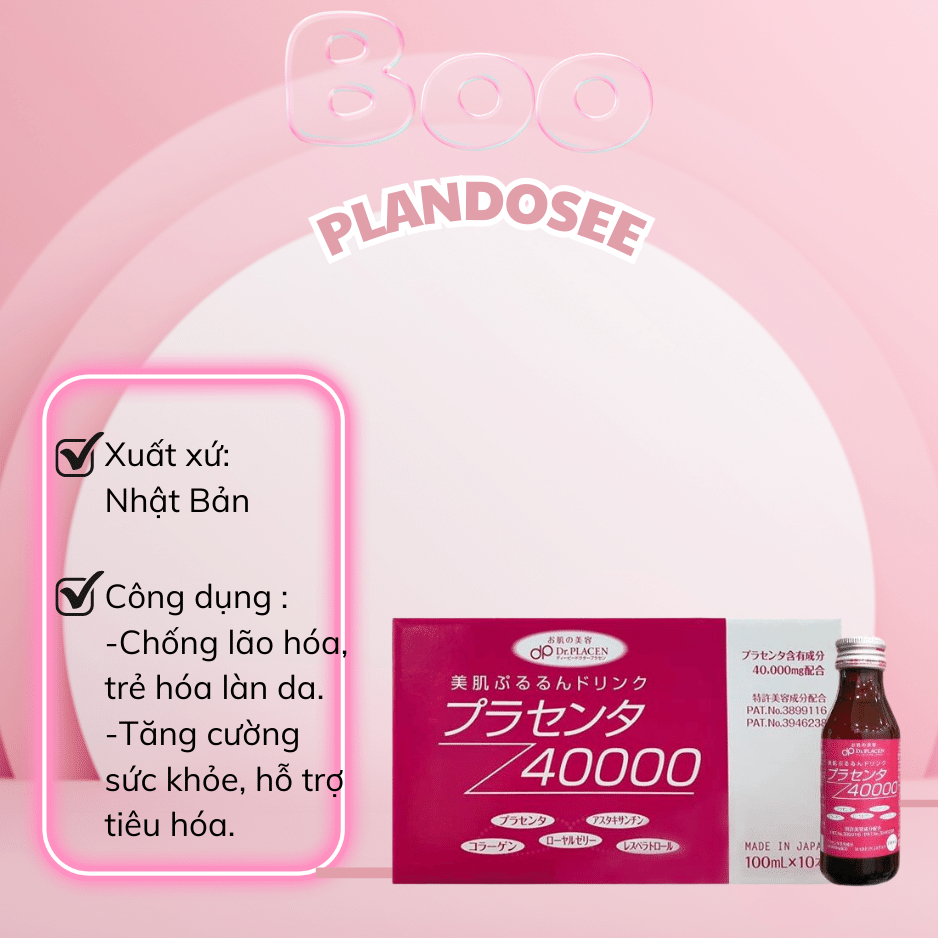 Nước nhau thai Collagen Dr Placen 40000mg Mẫu Mới - Full Hộp (10 Chai)